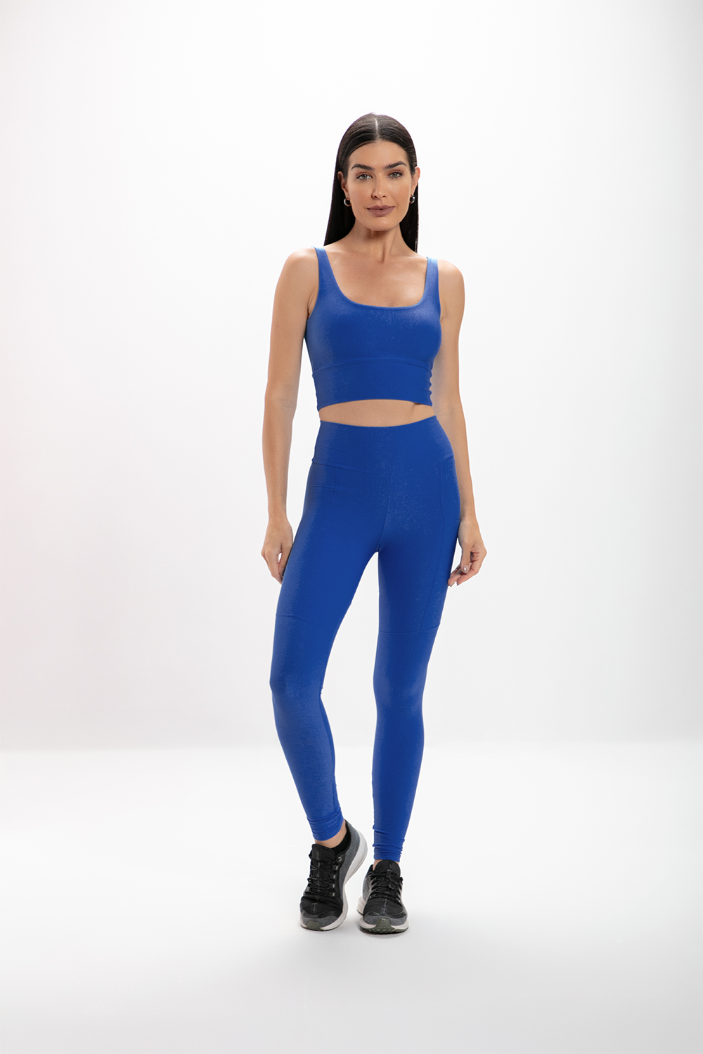 Calça Legging Alta Azul Perséfone Glossy