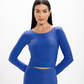 Cropped Azul Perséfone Glossy Manga Longa