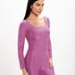 Cropped Rosa Perséfone Glossy Manga Longa
