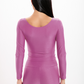 Cropped Rosa Perséfone Glossy Manga Longa