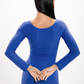 Cropped Azul Perséfone Glossy Manga Longa
