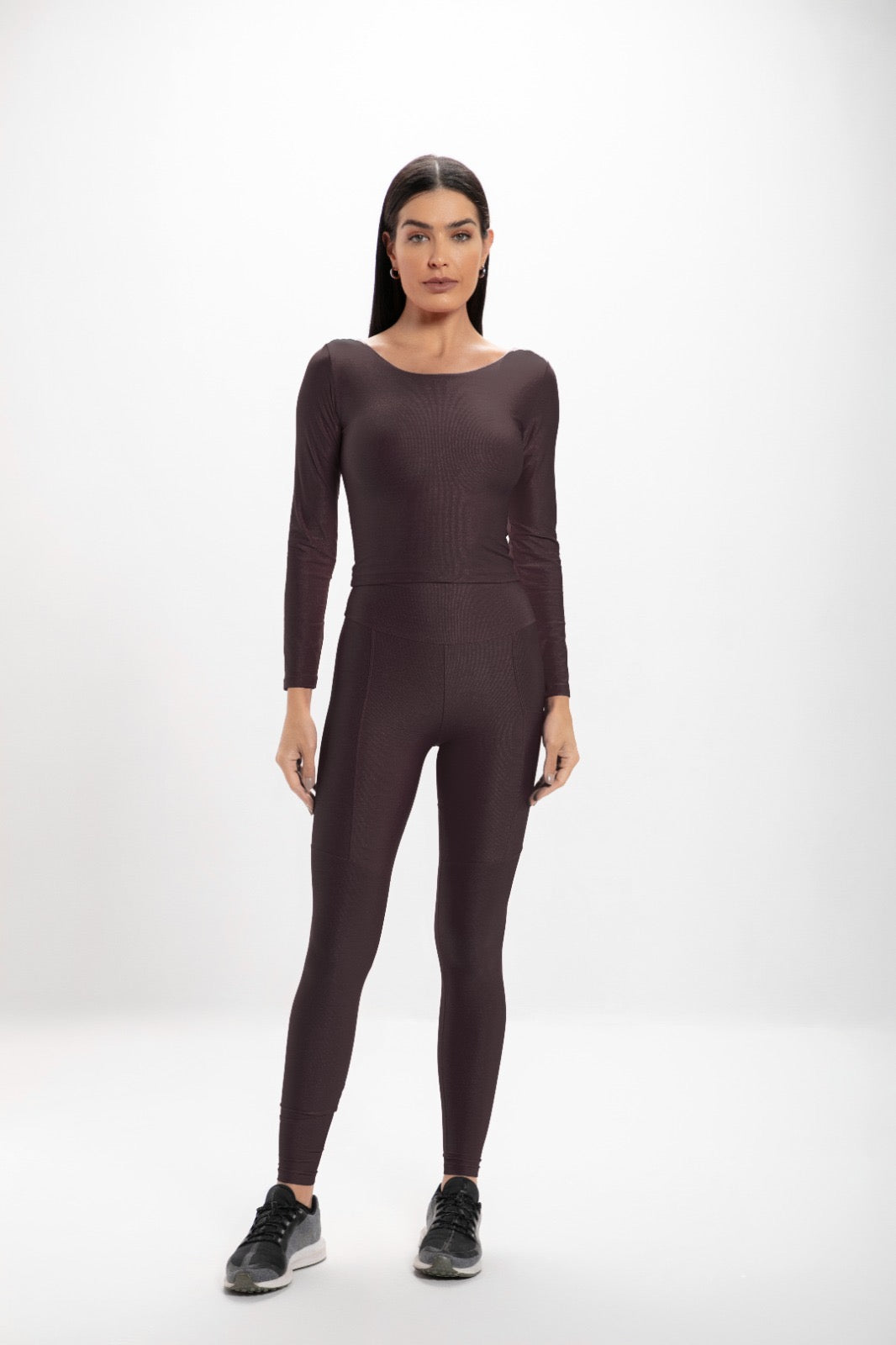 Calça Legging Alta Ébano Hera Glossy