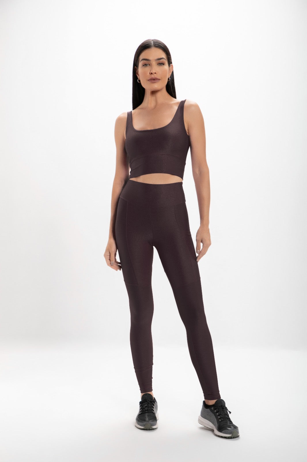 Calça Legging Alta Ébano Hera Glossy