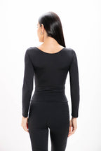 Cropped Preto Basic Manga Longa