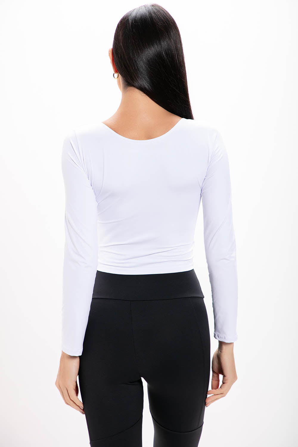 Cropped Branc Basic Manga Longa