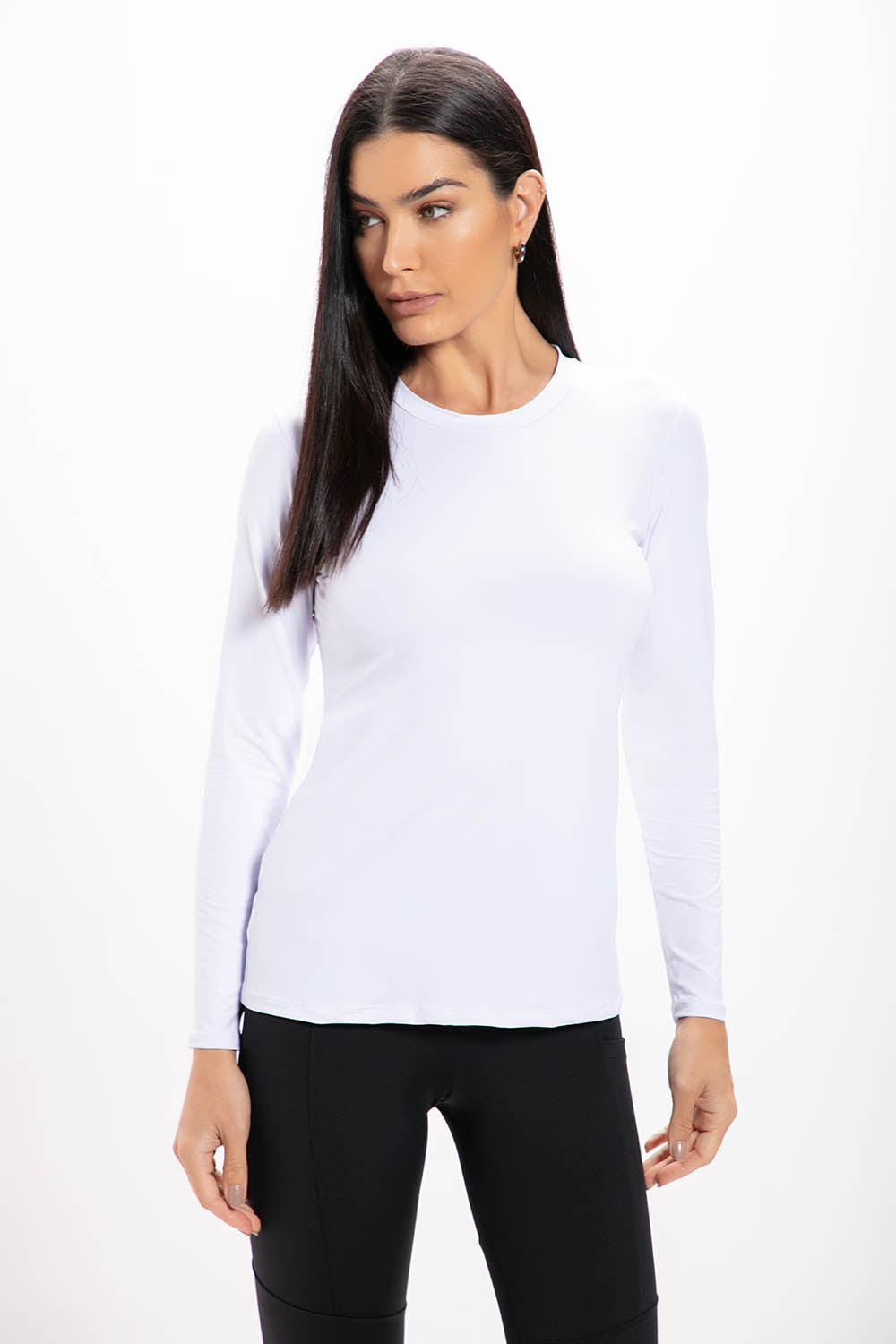 Camiseta Manga Longa Branca Performance