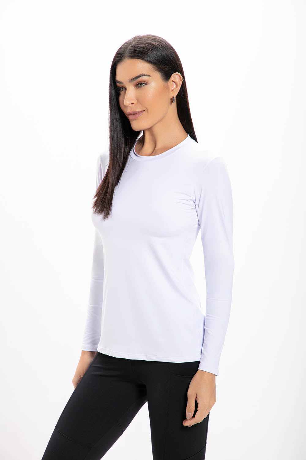 Camiseta Manga Longa Branca Performance