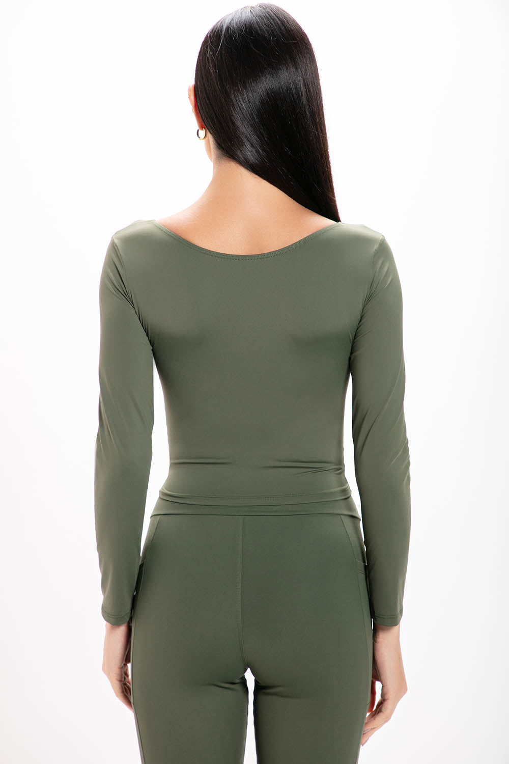 Cropped Verde Basic Manga Longa