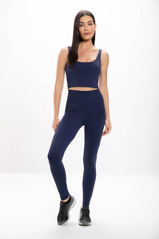 Calça Legging Alta Azul Performance