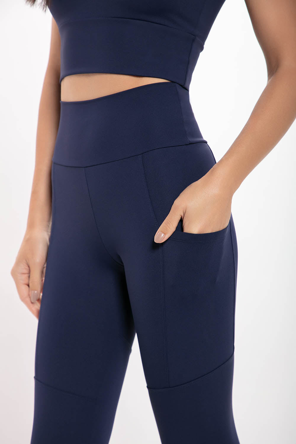 Calça Legging Alta Azul Performance