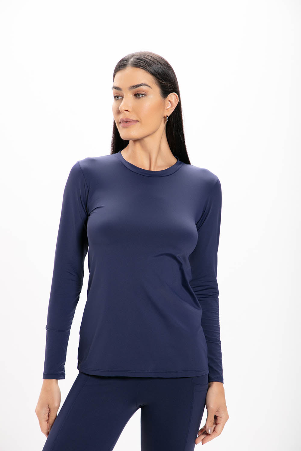 Camiseta Manga Longa Azul Performance