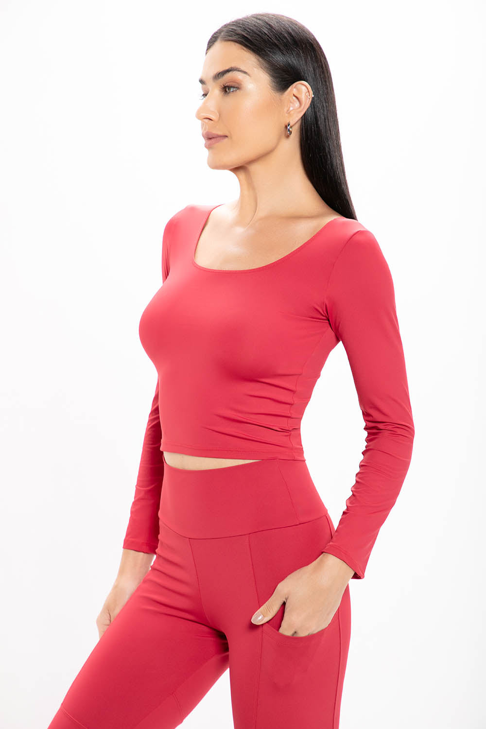 Cropped Vermelho Basic Manga Longa