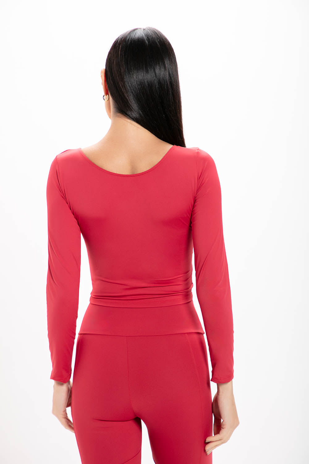 Cropped Vermelho Basic Manga Longa