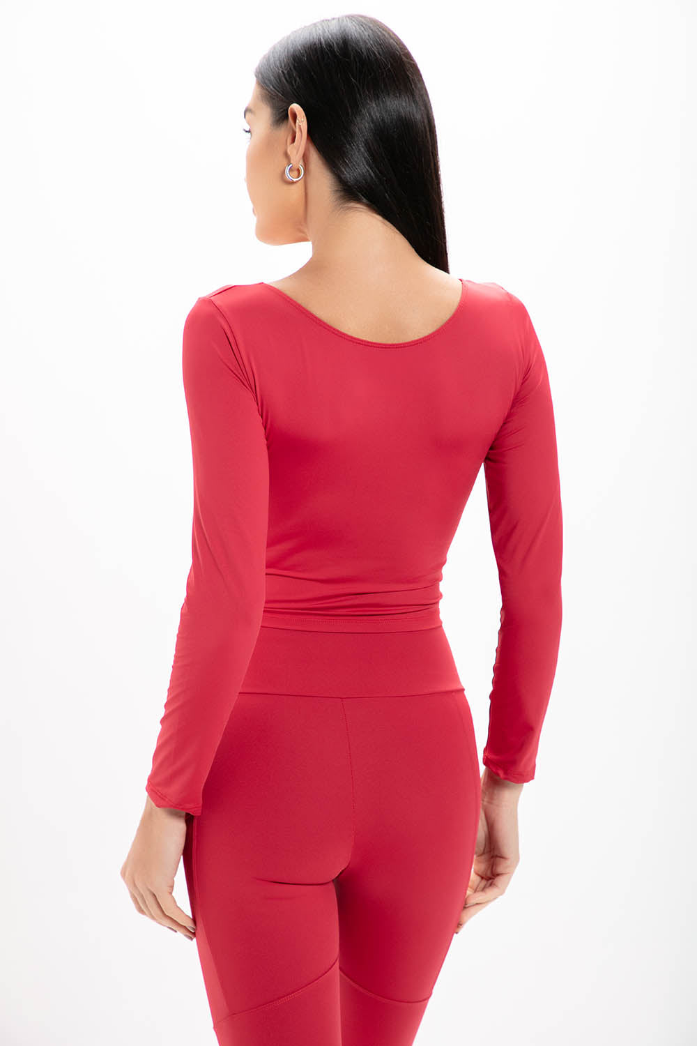 Cropped Vermelho Basic Manga Longa