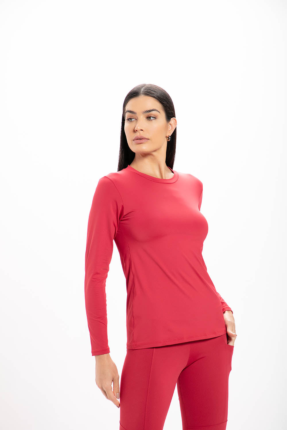 Camiseta Manga Longa Vermelha Performance