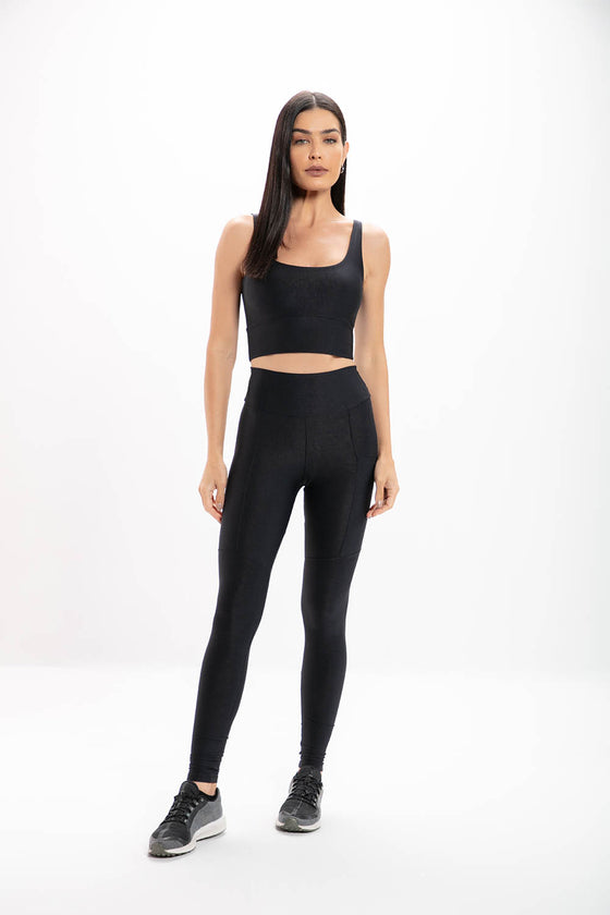 Calça Legging Alta Black Glossy