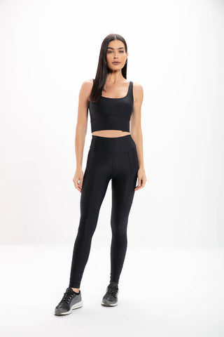 Calça Legging Alta Black Glossy