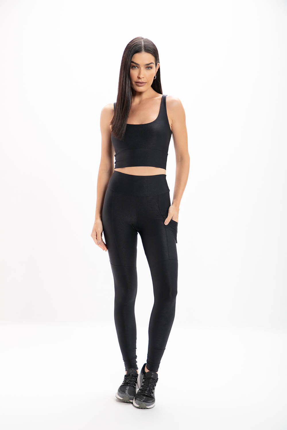 Top Feminino Black Glossy