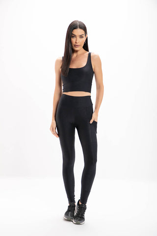 Top Alongado Feminino Black Glossy