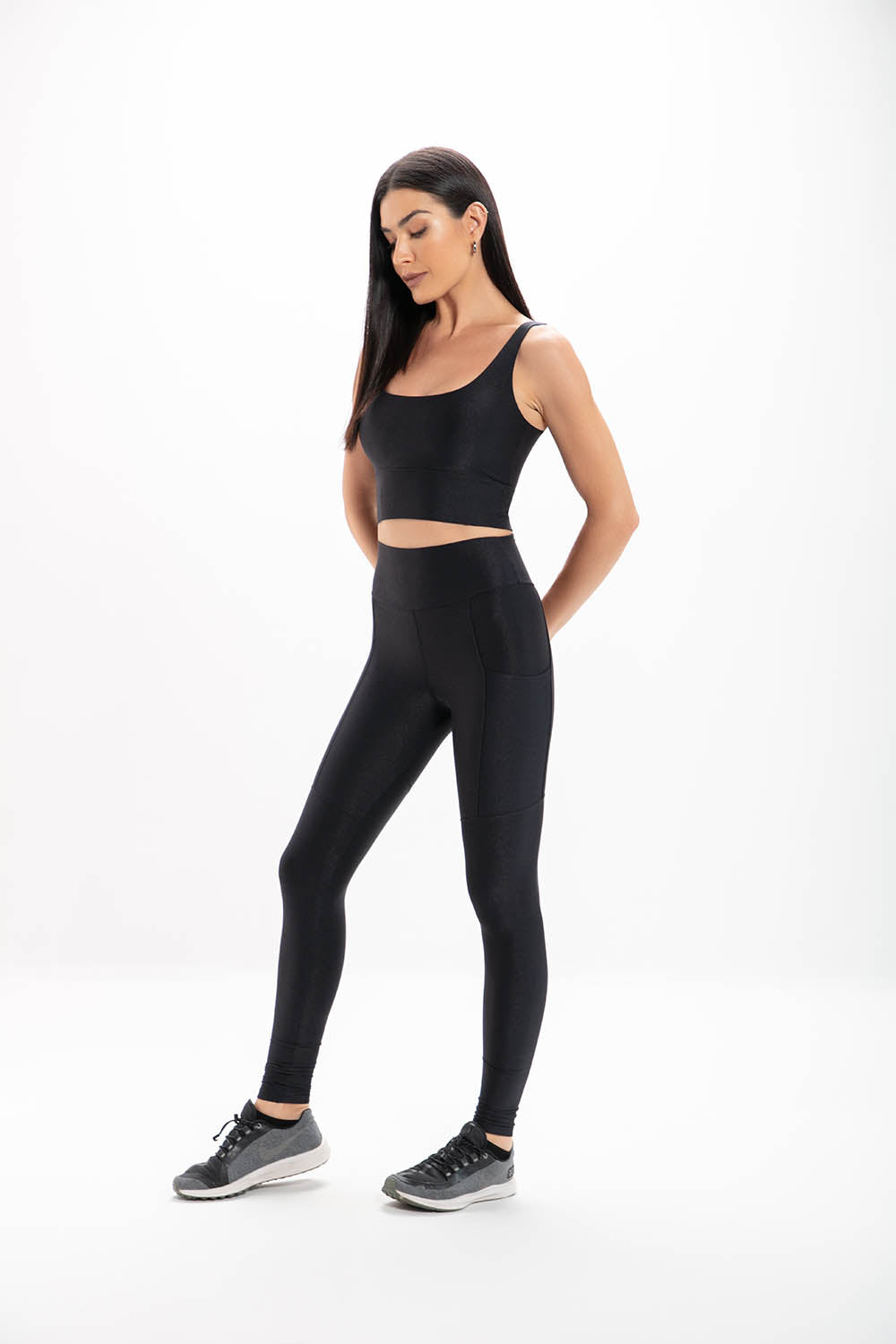 Calça Legging Alta Black Glossy