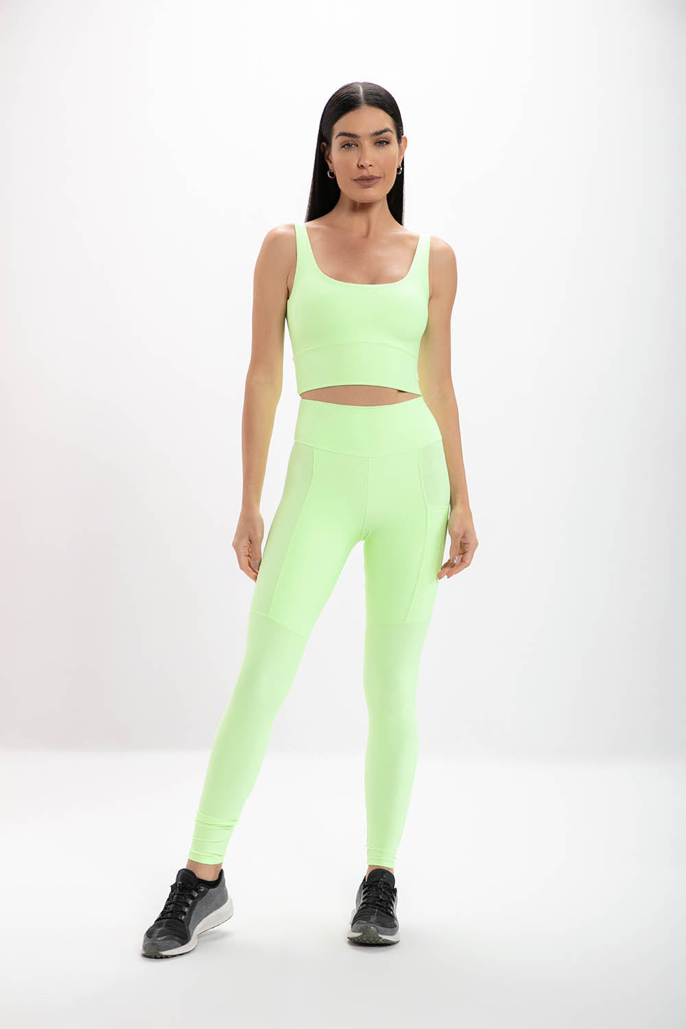 Calça Legging Alta Lime Glossy