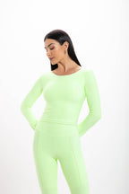 Cropped Lime Glossy Manga Longa