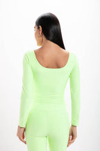 Cropped Lime Glossy Manga Longa