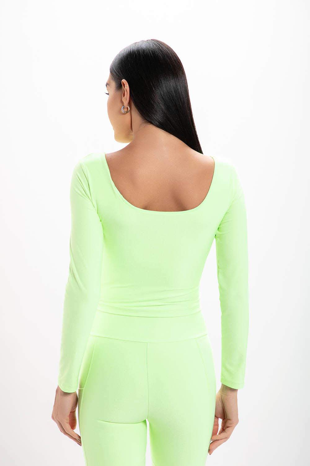 Cropped Lime Glossy Manga Longa