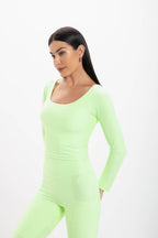 Cropped Lime Glossy Manga Longa