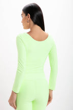 Cropped Lime Glossy Manga Longa