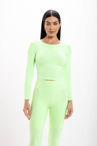 Cropped Manga Longa Lime Glossy