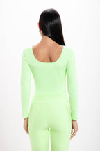 Cropped Lime Basic Manga Longa
