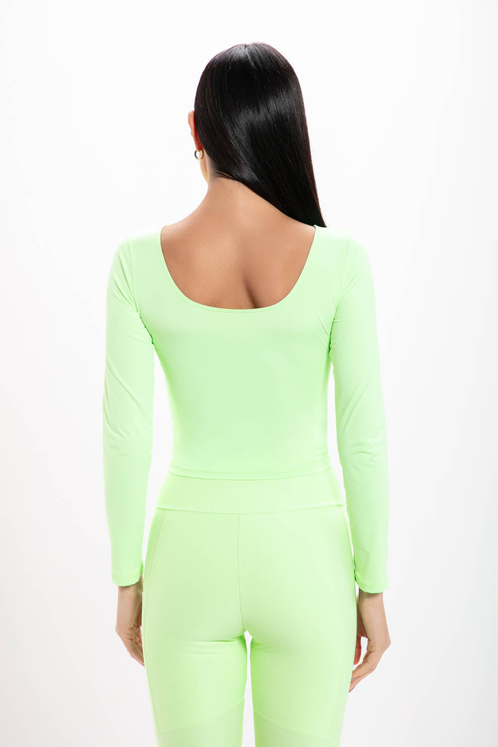 Cropped Lime Basic Manga Longa