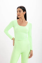 Cropped Lime Basic Manga Longa