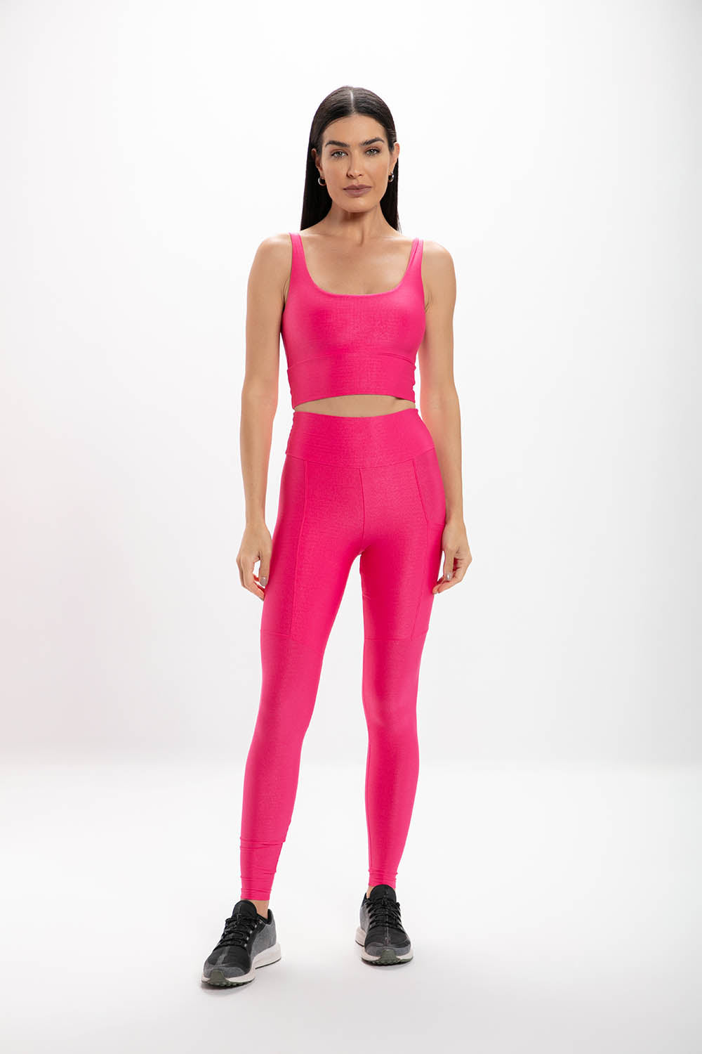Calça Legging Alta Pink Glossy