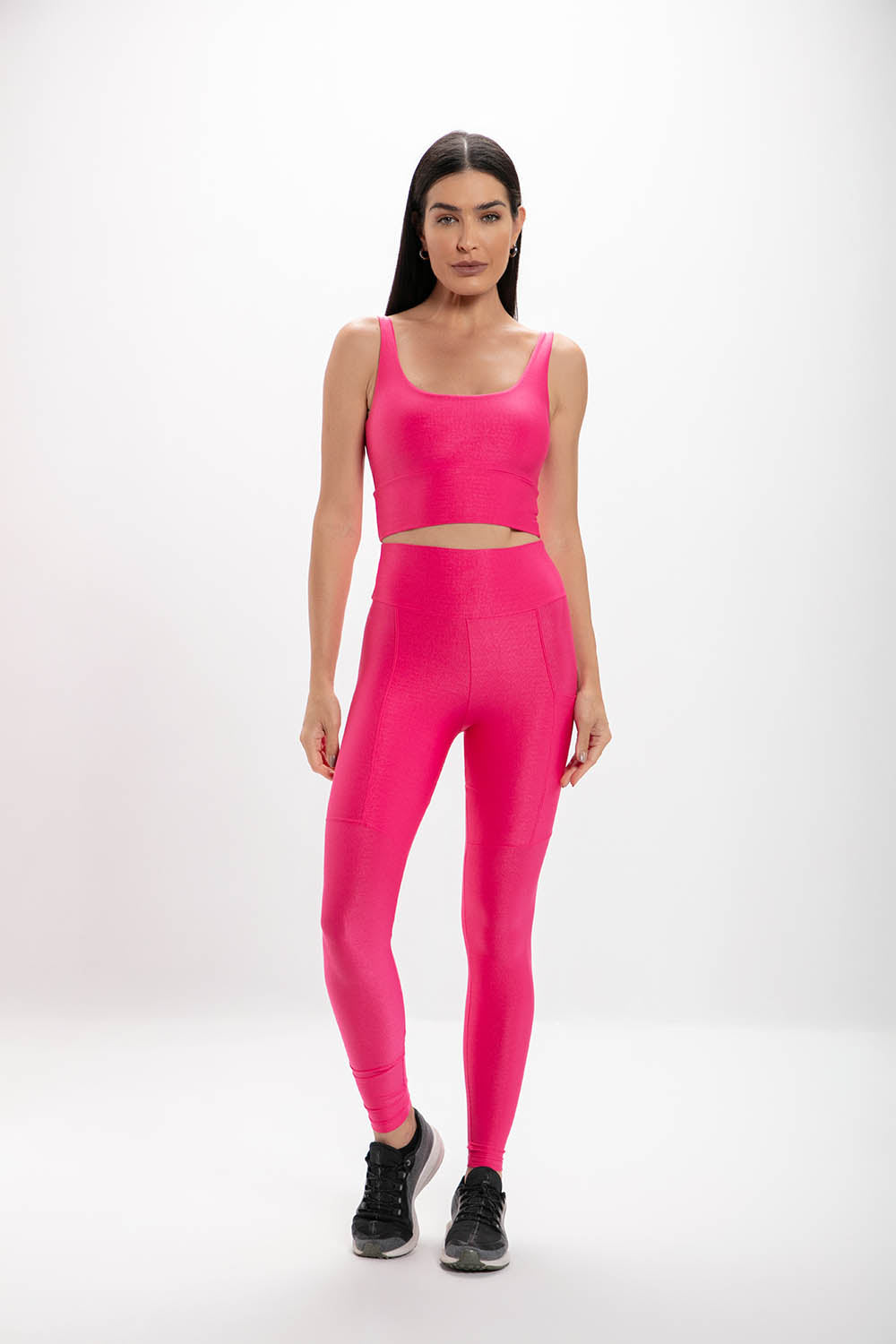 Calça Legging Alta Pink Glossy