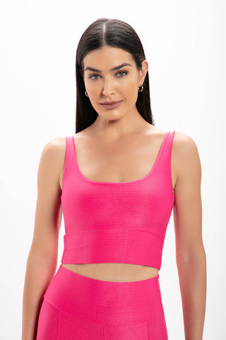Top Alongado Feminino Pink Glossy