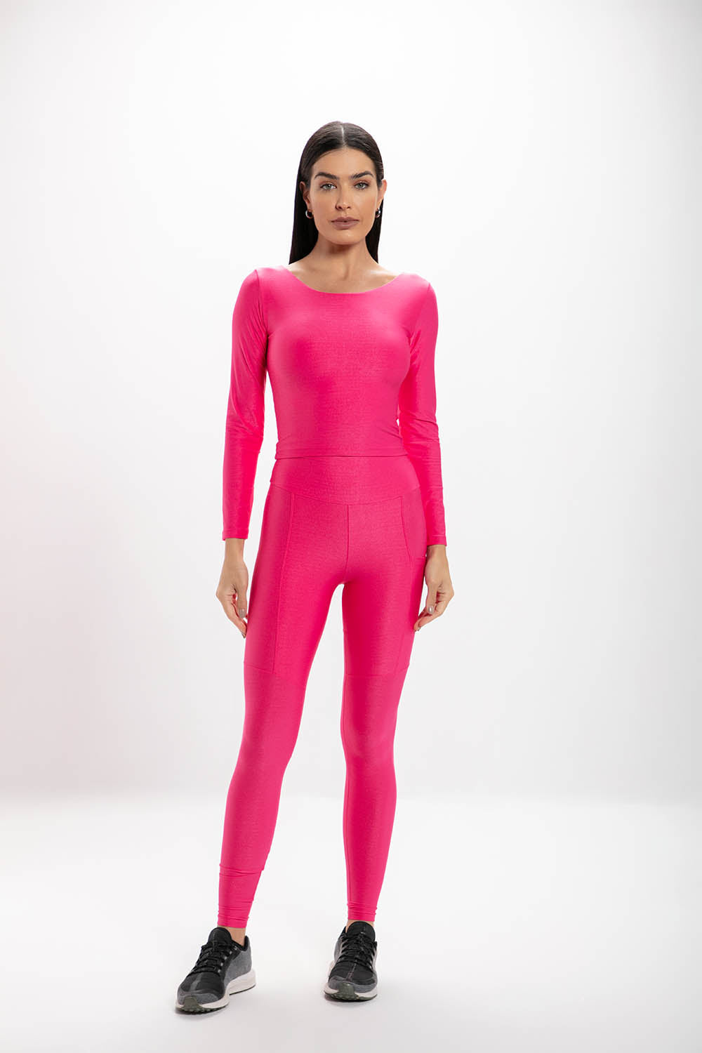 Cropped Pink Glossy Manga Longa