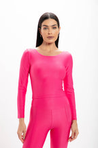 Cropped Pink Glossy Manga Longa