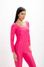 Cropped Pink Glossy Manga Longa