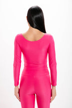 Cropped Pink Glossy Manga Longa