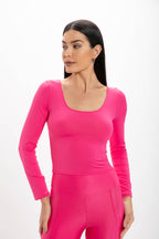 Cropped Pink Basic Manga Longa