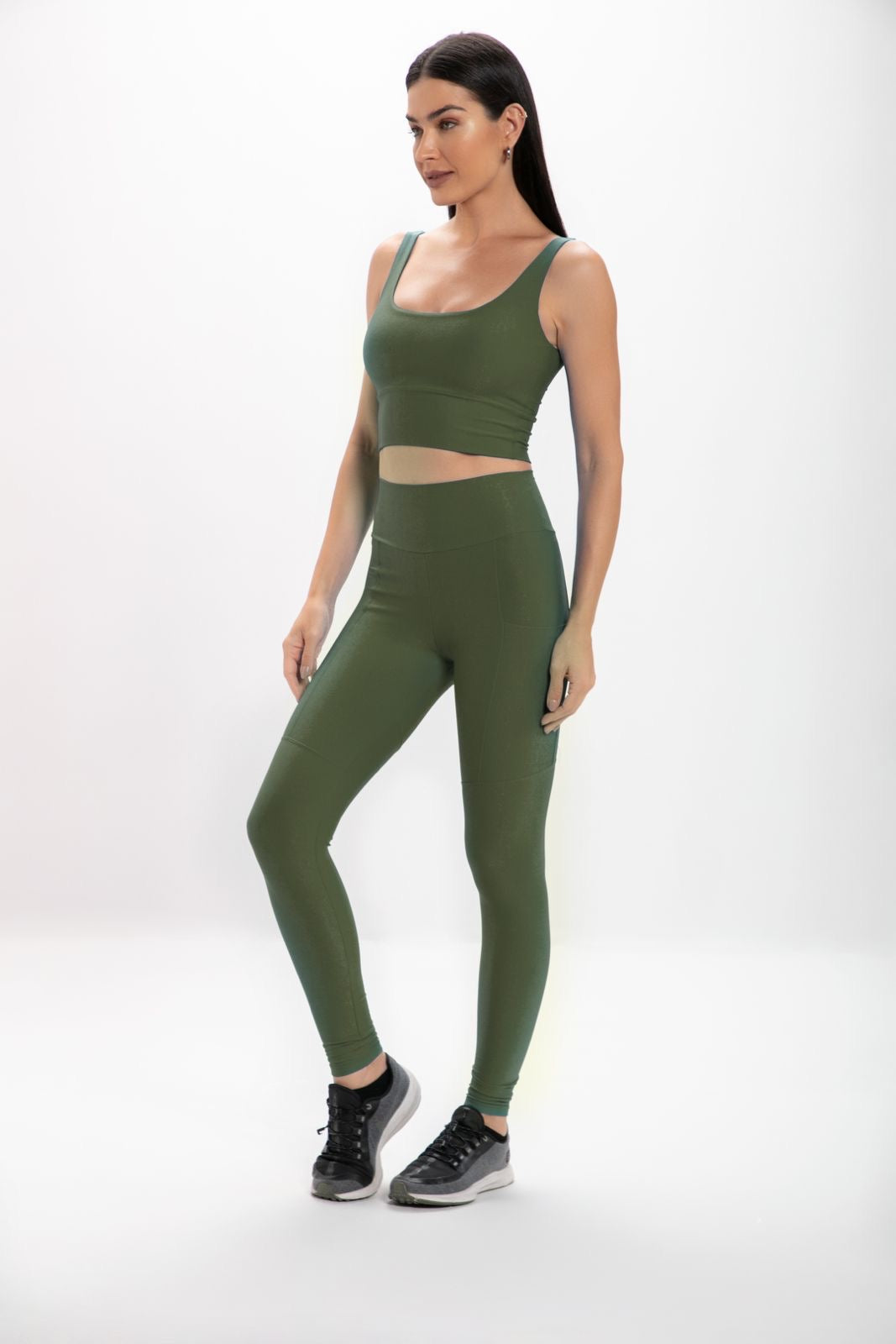 Calça Legging Alta Verde Hera Glossy