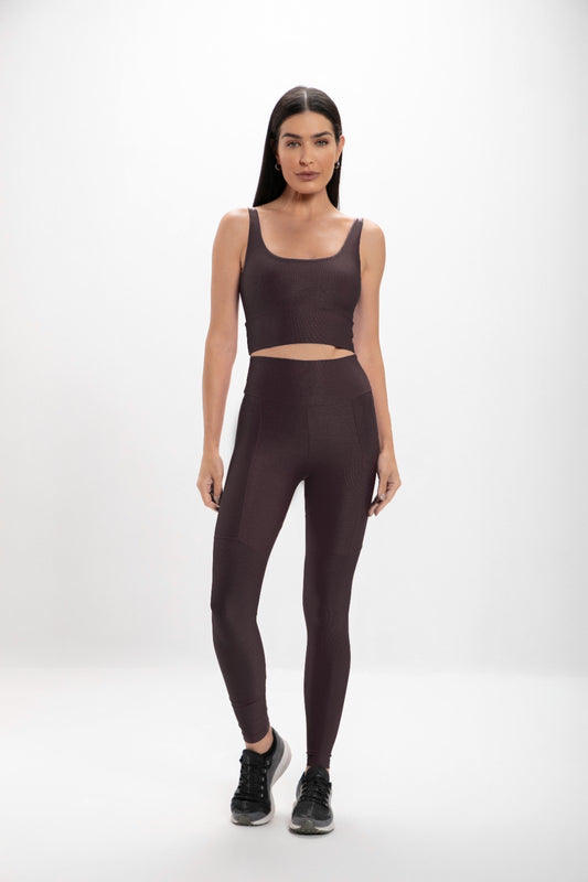 Calça Legging Alta Ébano Hera Glossy