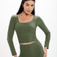 Cropped Verde Hera Glossy Manga Longa