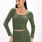 Cropped Verde Hera Glossy Manga Longa