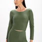 Cropped Verde Hera Glossy Manga Longa