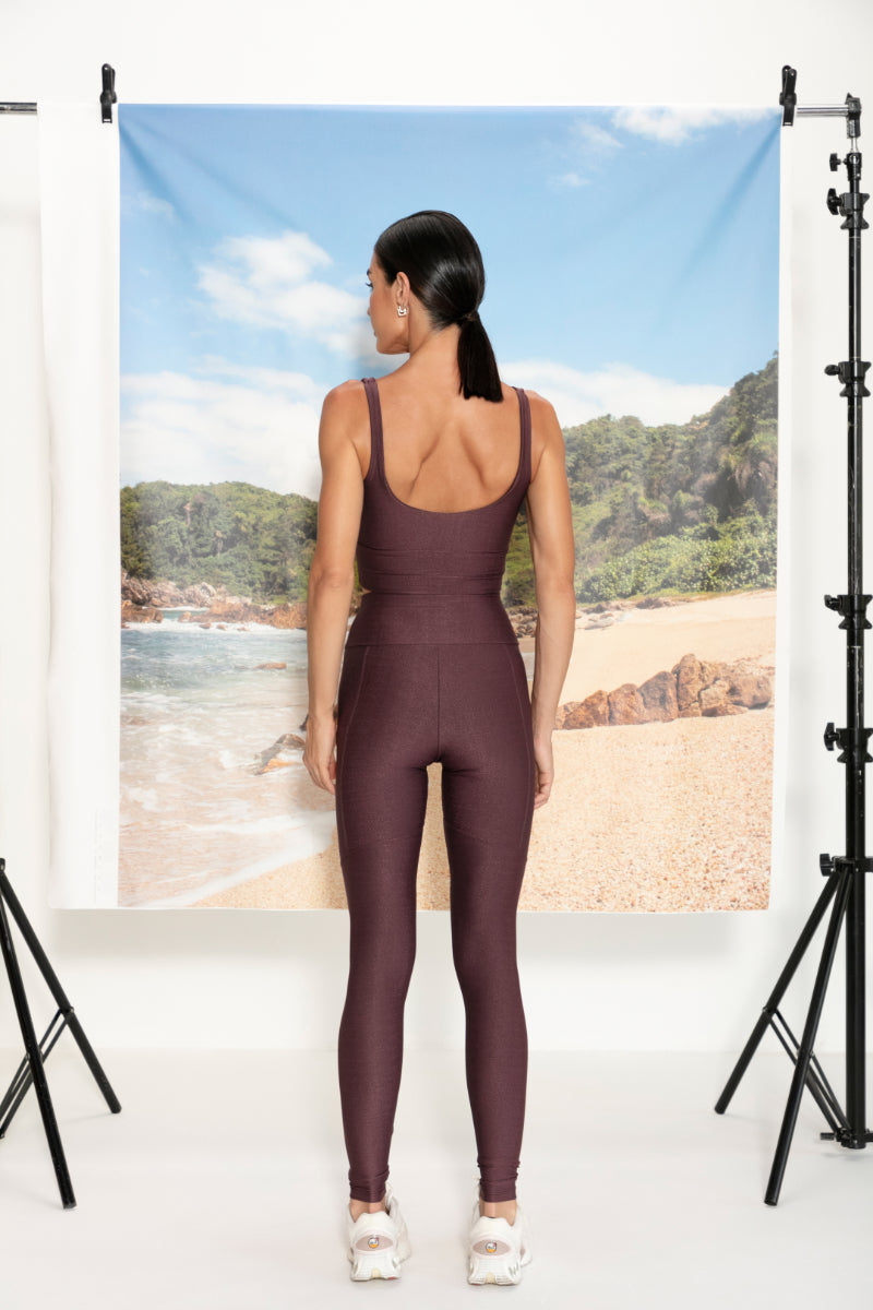 Calça Legging Alta Ébano Hera Glossy